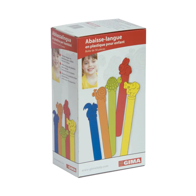 Abaisse-langues en plastique Gima pour enfants (boite de 50)