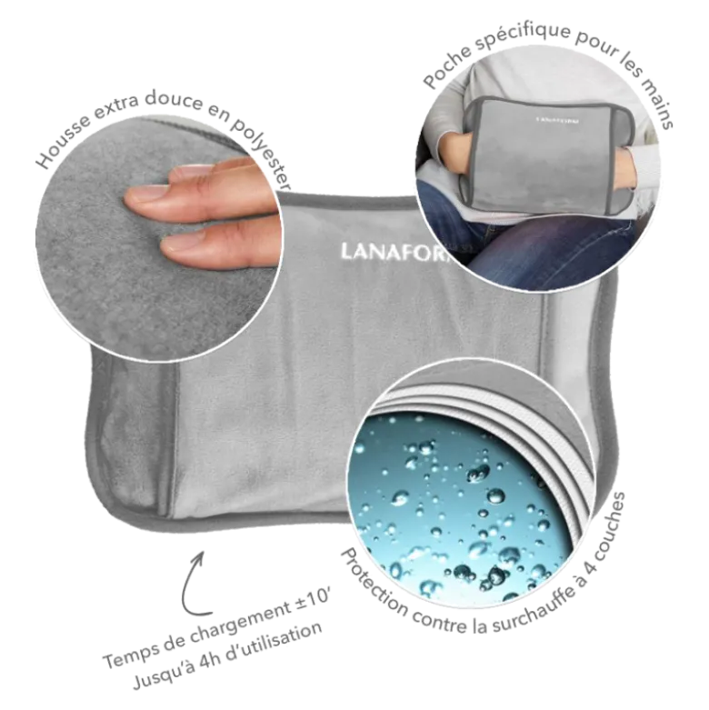 Bouillotte électrique rechargeable Lanaform chauffe-mains
