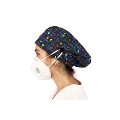 Calot chirurgical à motifs adapté aux cheveux courts ou longs