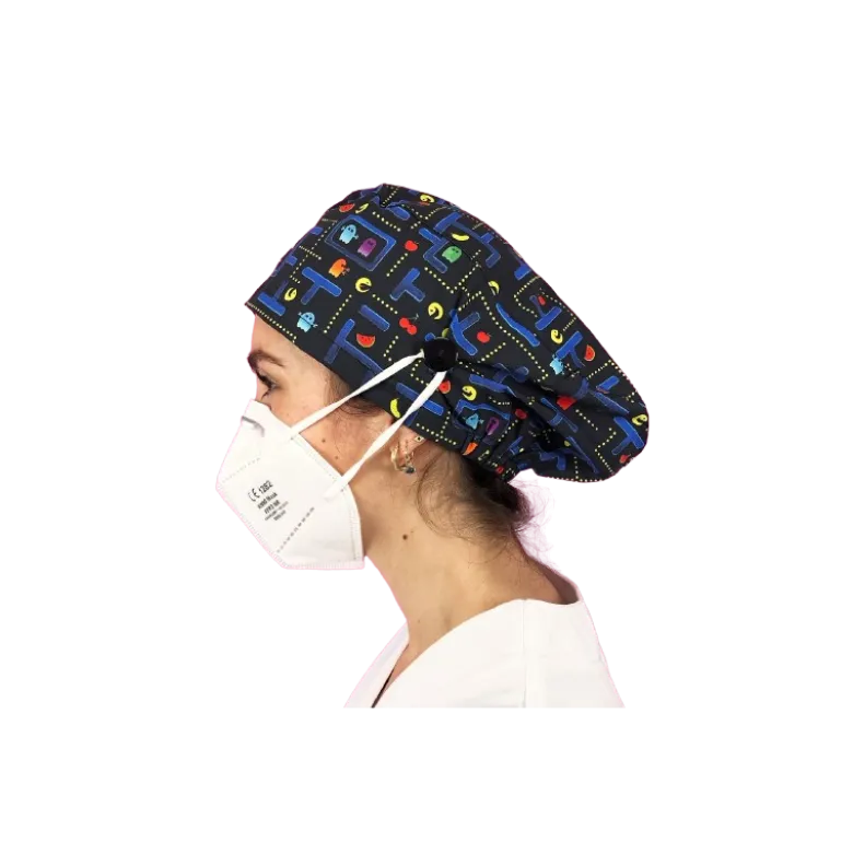 Calot chirurgical à motifs adapté aux cheveux courts ou longs