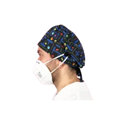 Calot chirurgical à motifs adapté aux cheveux courts ou longs