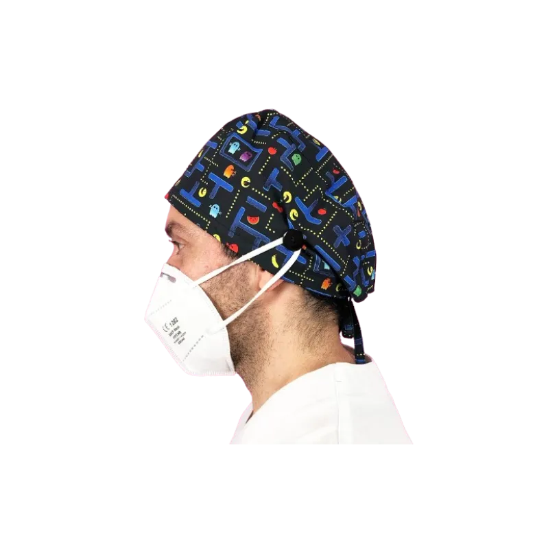 Calot chirurgical à motifs adapté aux cheveux courts ou longs
