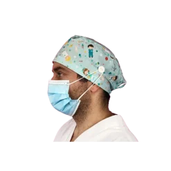 Calot chirurgical à motifs adapté aux cheveux courts ou longs