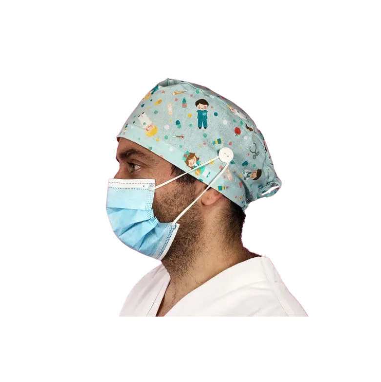 Calot chirurgical à motifs adapté aux cheveux courts ou longs