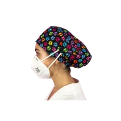 Calot chirurgical à motifs animaliers adapté aux cheveux courts ou longs
