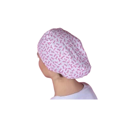 Calot chirurgical à motifs de rubans roses pour cheveux courts ou longs