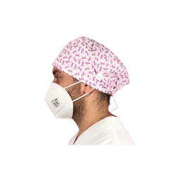 Calot chirurgical à motifs de rubans roses pour cheveux courts ou longs