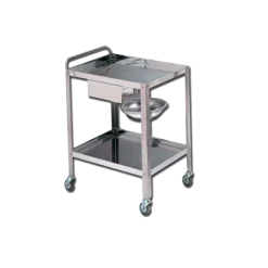 Chariot de soin avec tiroir et cuvette Gima (2 plateaux) - inox