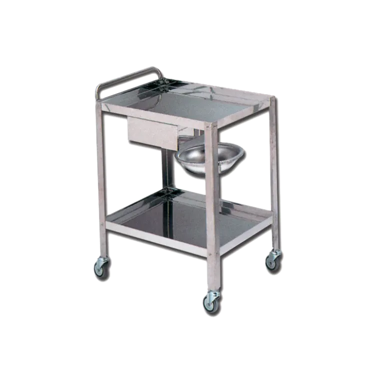 Chariot de soin avec tiroir et cuvette Gima (2 plateaux) - inox