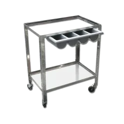 Chariot de soin avec tiroir Gima (2 plateaux) - inox