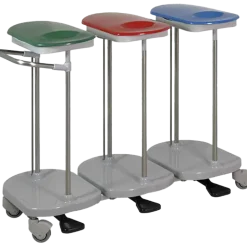 Chariot porte sac poubelle ou sac à linge avec couvercle Hidemar