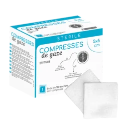 Compresses de gaze tissées stériles Euromedis - 17 Fils (boite de 100)