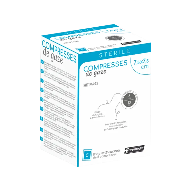 Compresses de gaze tissées stériles - 13 fils