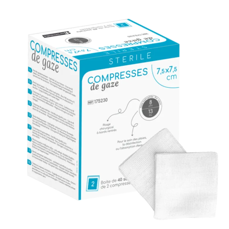 Compresses de gaze tissées stériles - 13 fils