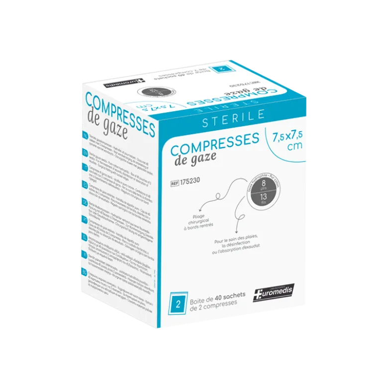 Compresses de gaze tissées stériles - 13 fils
