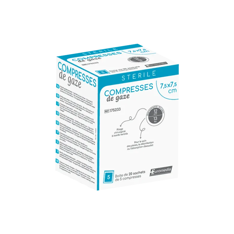 Compresses de gaze tissées stériles - 13 fils