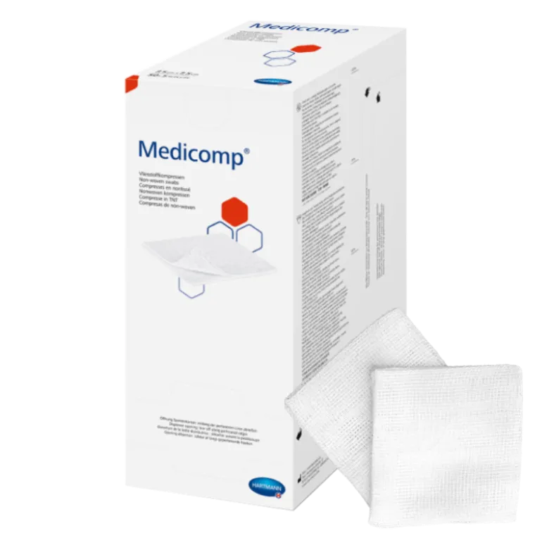 Compresses non tissées stériles Medicomp 10 x 10 cm (boite de 200)