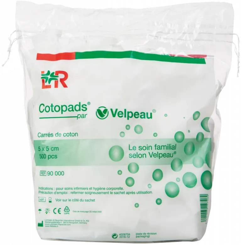 Cotons carrés non stériles Cotopads 5 x 5 cm (sachet de 500)