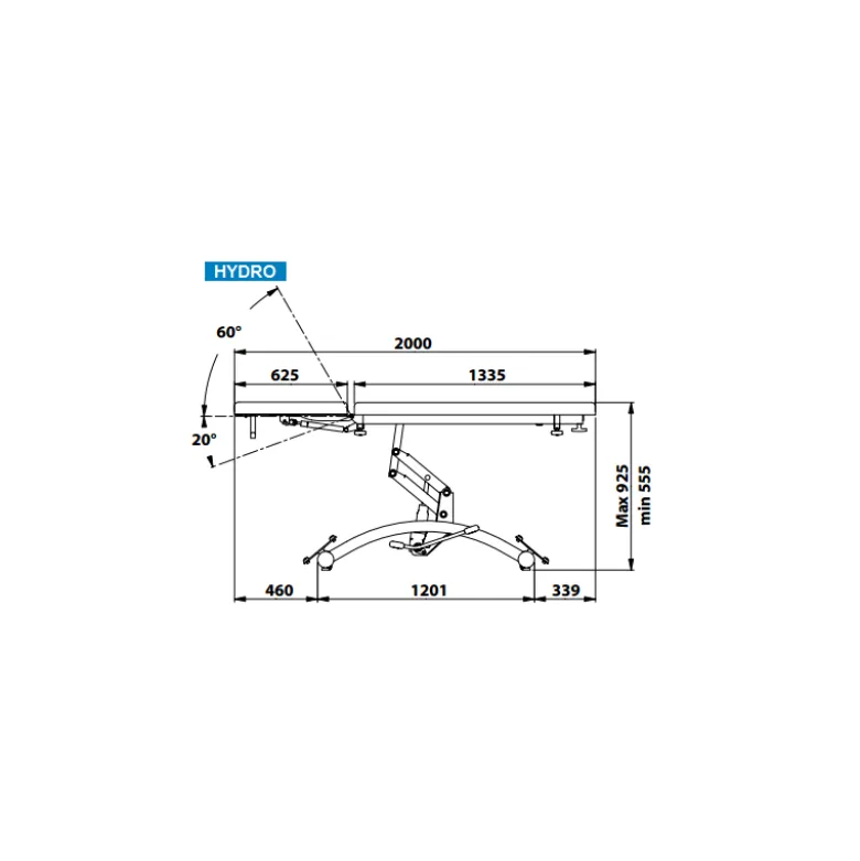 Divan d'examen hydraulique Promotal Hydro
