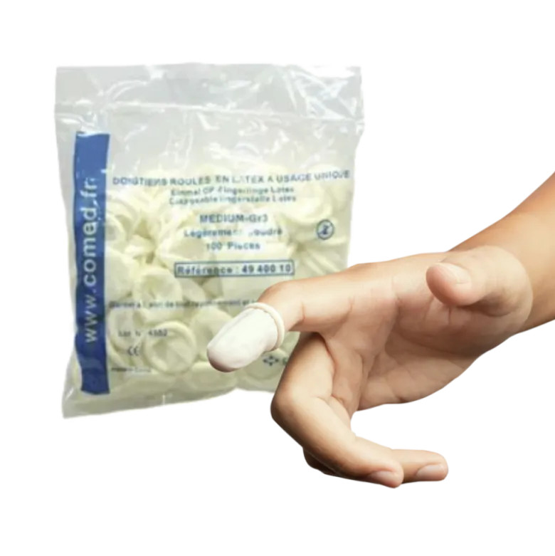 Doigtiers 1 doigts latex roulés poudrés non stériles (sachet de 100)