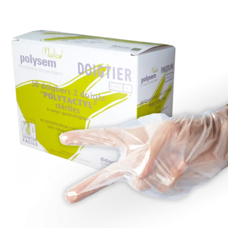 Doigtiers 2 doigts polyéthylène non poudrés stériles Polyactyl (boite de 50)