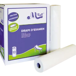 Draps d'examen ouate lisse extra-douce M'ROLL (12 rouleaux)