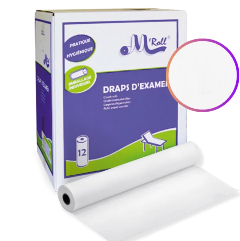 Draps d'examen ouate lisse extra-douce M'ROLL (12 rouleaux)