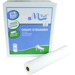 Draps d'examen ouate lisse M'Roll (6 ou 12 rouleaux)