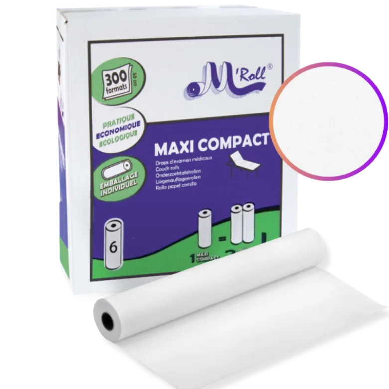 Draps d'examen ouate lisse M'Roll (6 ou 12 rouleaux)
