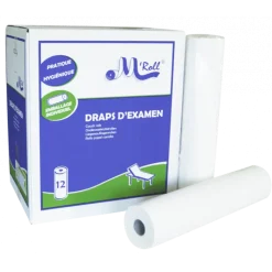 Draps d'examen ouate lisse M'Roll Prédécoupe longue (12 rouleaux)
