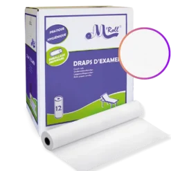 Draps d'examen ouate lisse M'Roll Prédécoupe longue (12 rouleaux)