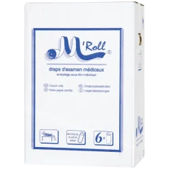 Draps d'examen épais ouate plastifiée gaufrée M’ROLL (6 rouleaux)