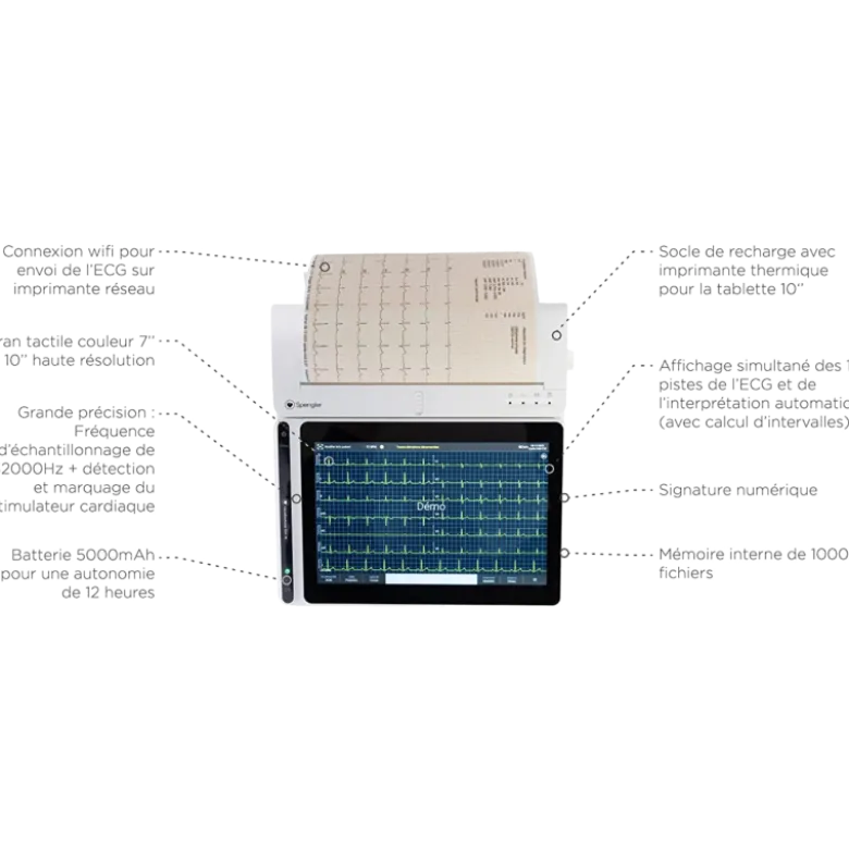 Electrocardiographe ECG Spengler Cardiomate EVI 10" (12 pistes) avec interprétation