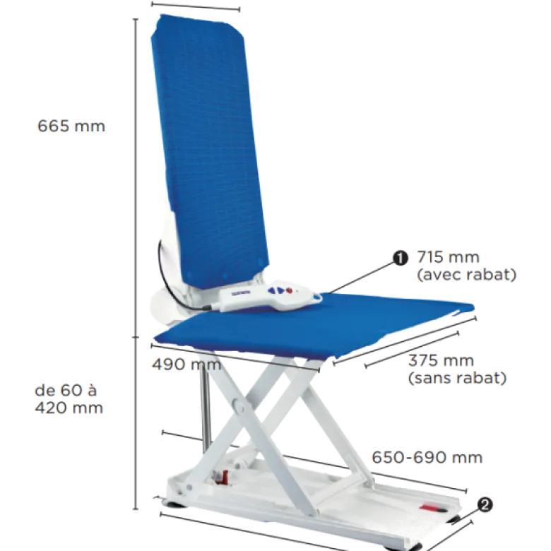 Elevateur de bain avec dossier inclinable Invacare Aquatec Orca