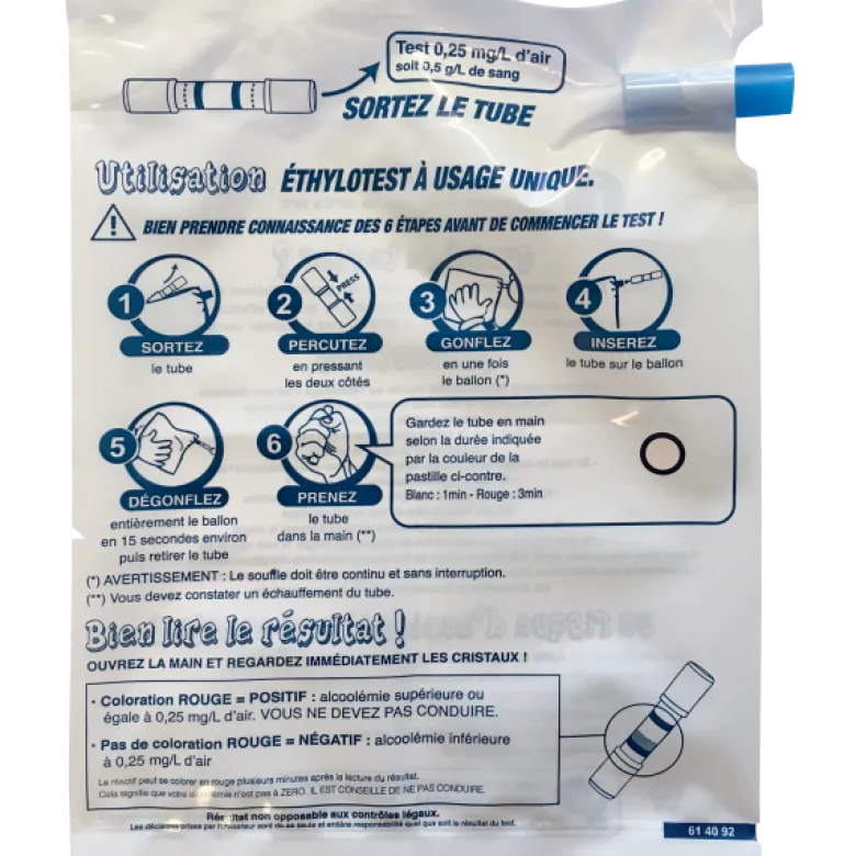 Ethylotest Le Ballon à usage unique Contralco