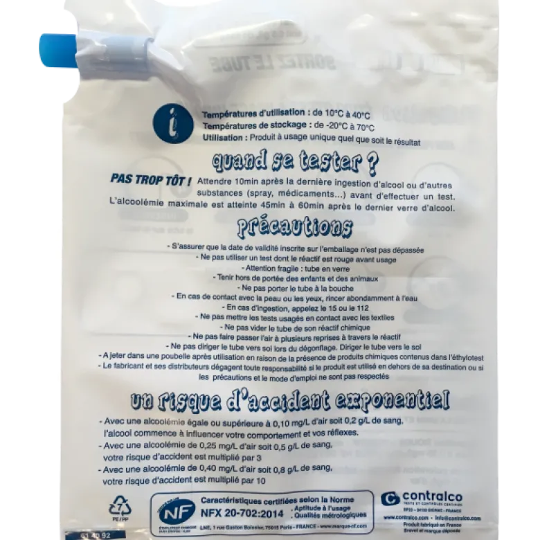 Ethylotest Le Ballon à usage unique Contralco