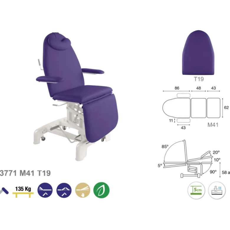 Fauteuil d'examen hydraulique Ecopostural C3771 + Tabouret et housse offerts