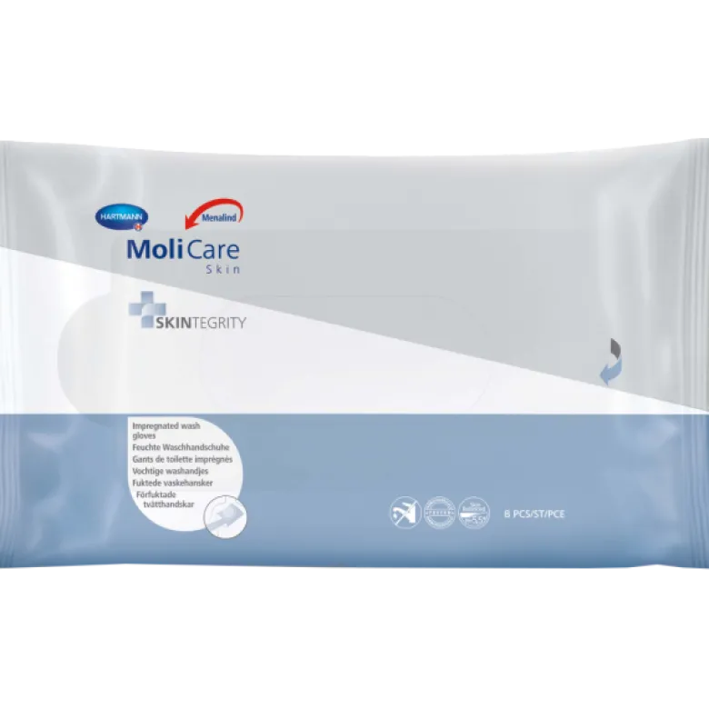 Gants de toilette imprégnés MoliCare Skin (sachet de 8)