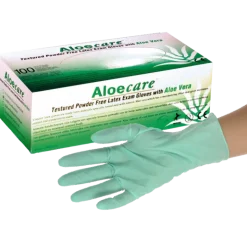Gants d’examen latex non poudrés non stériles avec aloe vera (boite de 100)