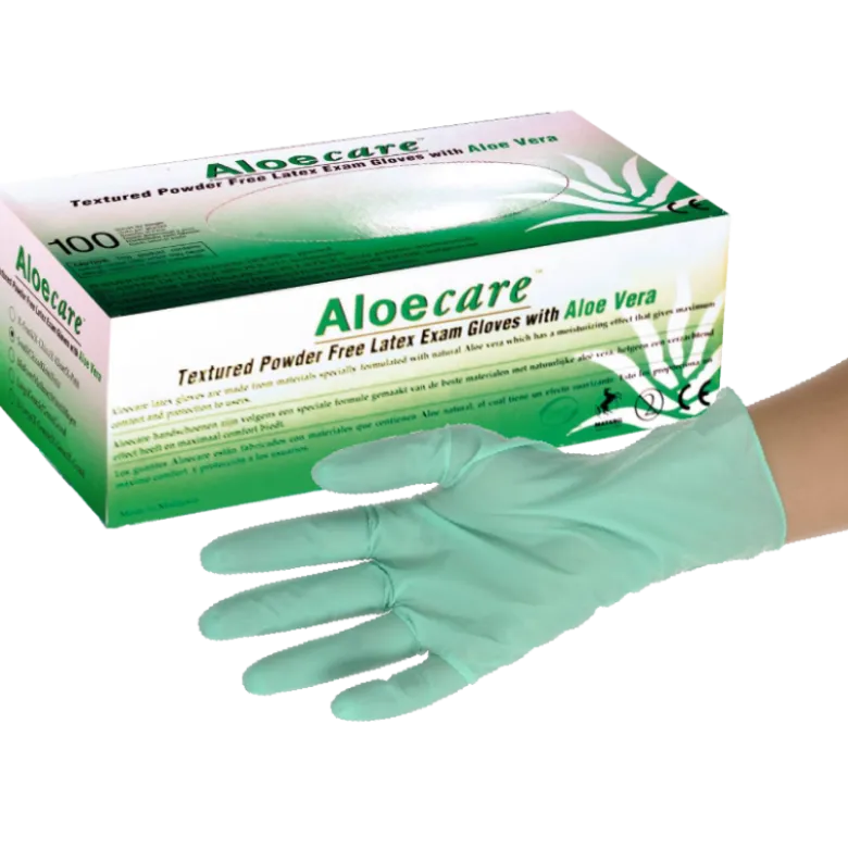 Gants d’examen latex non poudrés non stériles avec aloe vera (boite de 100)