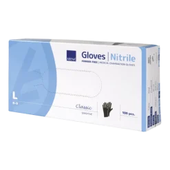 Gants d'examen nitrile Abena noirs non poudrés non stériles (boîte de 100)