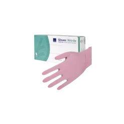 Gants d'examen nitrile Abena roses non poudrés non stériles