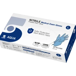 Gants d'examen nitrile Aqua non poudrés non stériles (boite de 100)