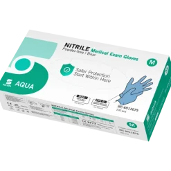 Gants d'examen nitrile Aqua non poudrés non stériles (boite de 100)