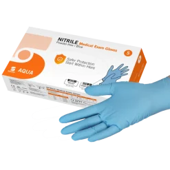 Gants d'examen nitrile Aqua non poudrés non stériles (boite de 100)