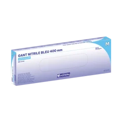 Gants d'examen nitrile Euromedis Resiskin bleu non poudré non stérile - manchette extra longue (boîte de 50)