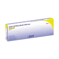 Gants d'examen nitrile Euromedis Resiskin bleu non poudré non stérile - manchette extra longue (boîte de 50)