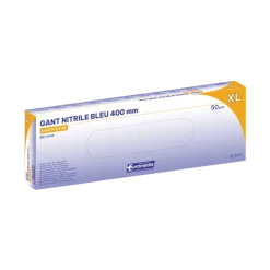 Gants d'examen nitrile Euromedis Resiskin bleu non poudré non stérile - manchette extra longue (boîte de 50)