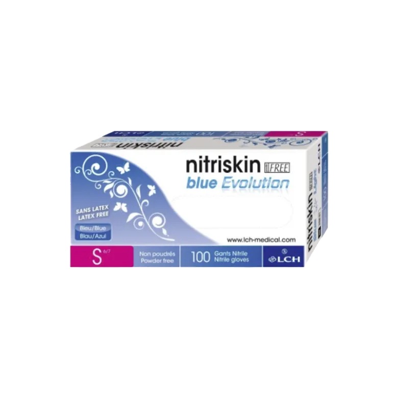Gants d'examen nitrile Nitriskin Blue Evolution non poudrés non stériles (boite de 100)