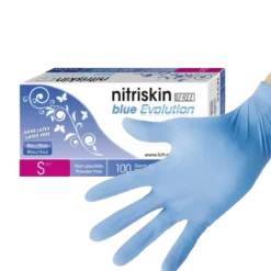 Gants d'examen nitrile Nitriskin Blue Evolution non poudrés non stériles (boite de 100)